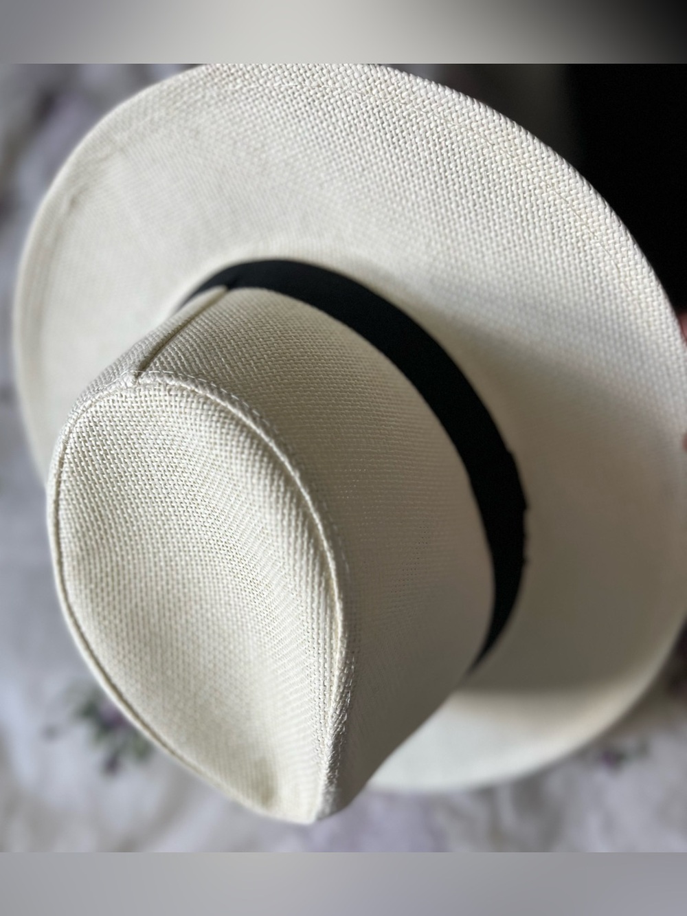 Classic White Straw Fedora with Black Band